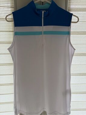 Sleeveless Athletic Polo with Blue Contrast Yoke